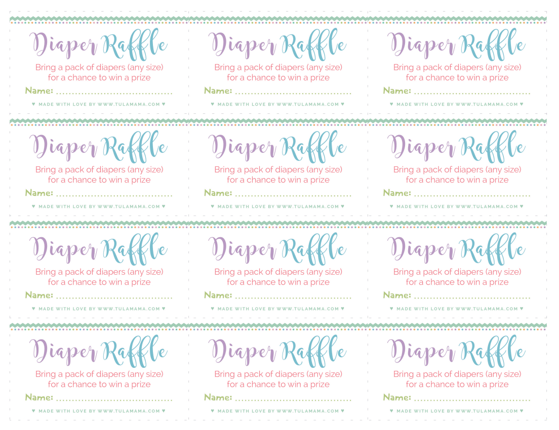 Free, Easy To Print Diaper Raffle Tickets - Tulamama within Printable Diaper Raffle Tickets Free