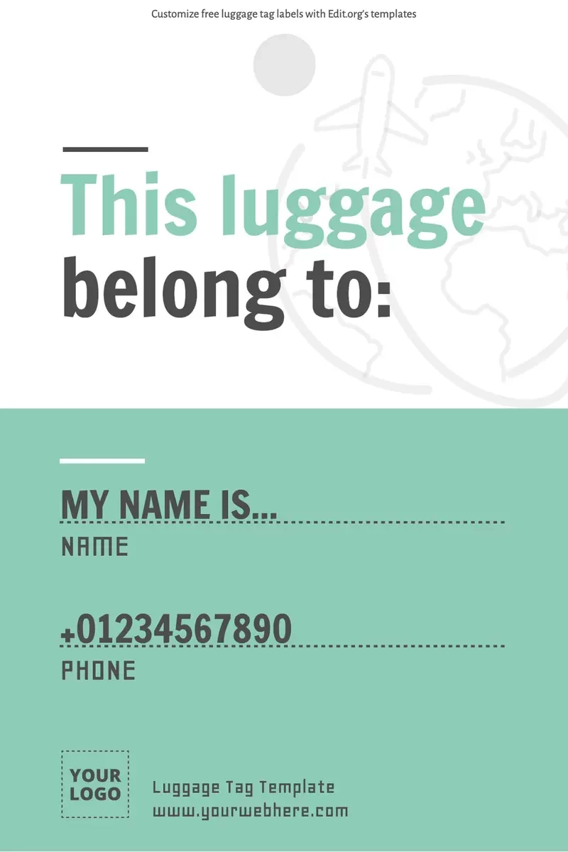 Free Editable Luggage Tag Templates within Luggage Tags Printable Free