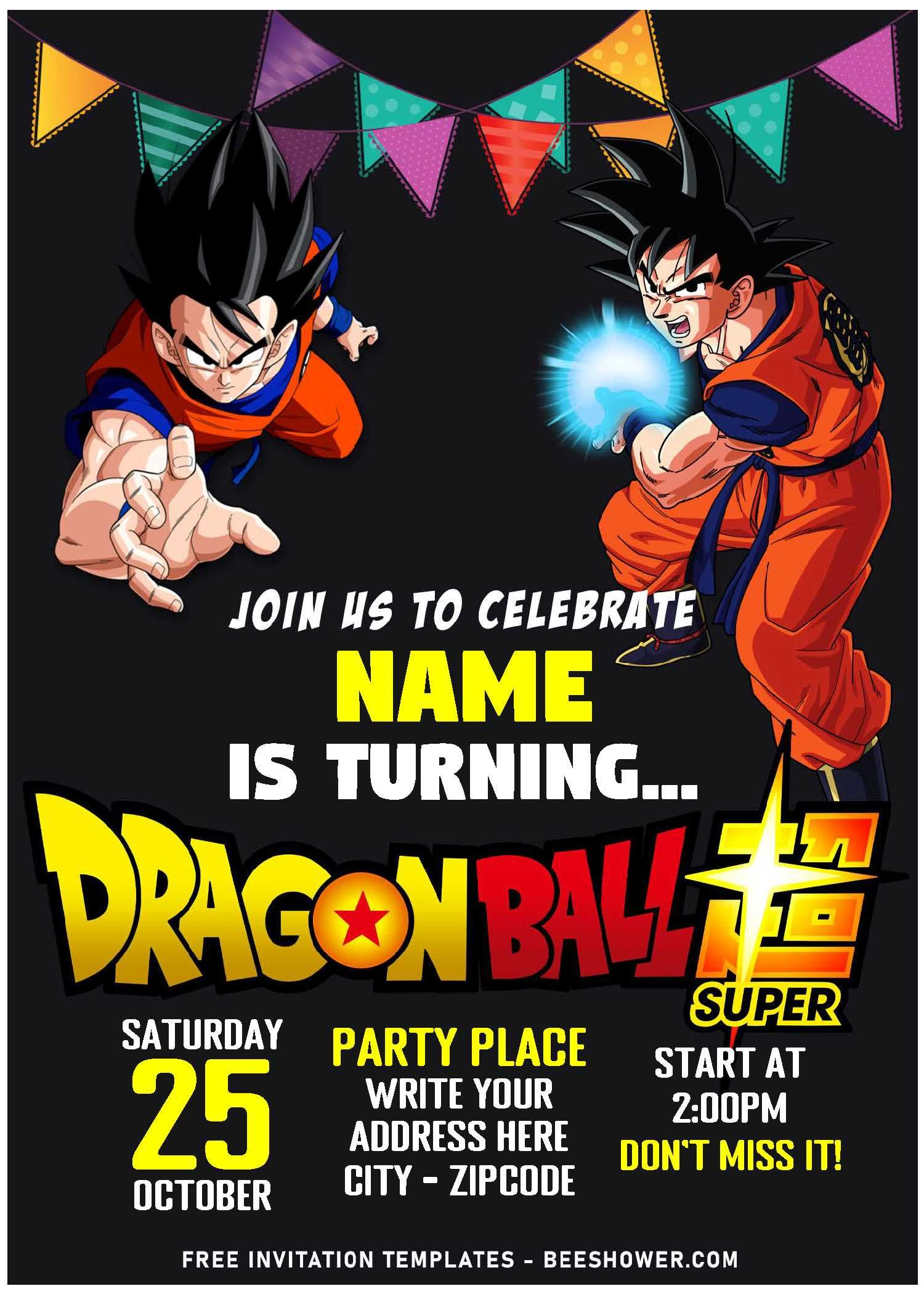 Free Editable Pdf) Dragon Ball Z Super Goku &amp;amp; Vegeta Birthday throughout Free Printable Dragon Ball Z Invitation Template