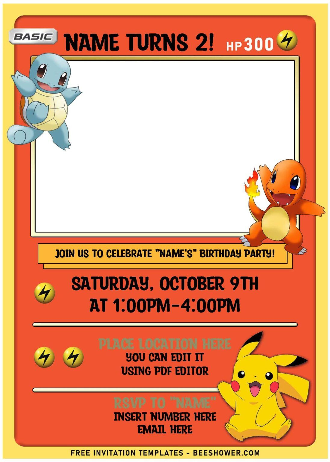 Free Editable Pdf) Lovely Pokémon Card Themed Birthday Invitation inside Printable Birthday Invitations Pokemon