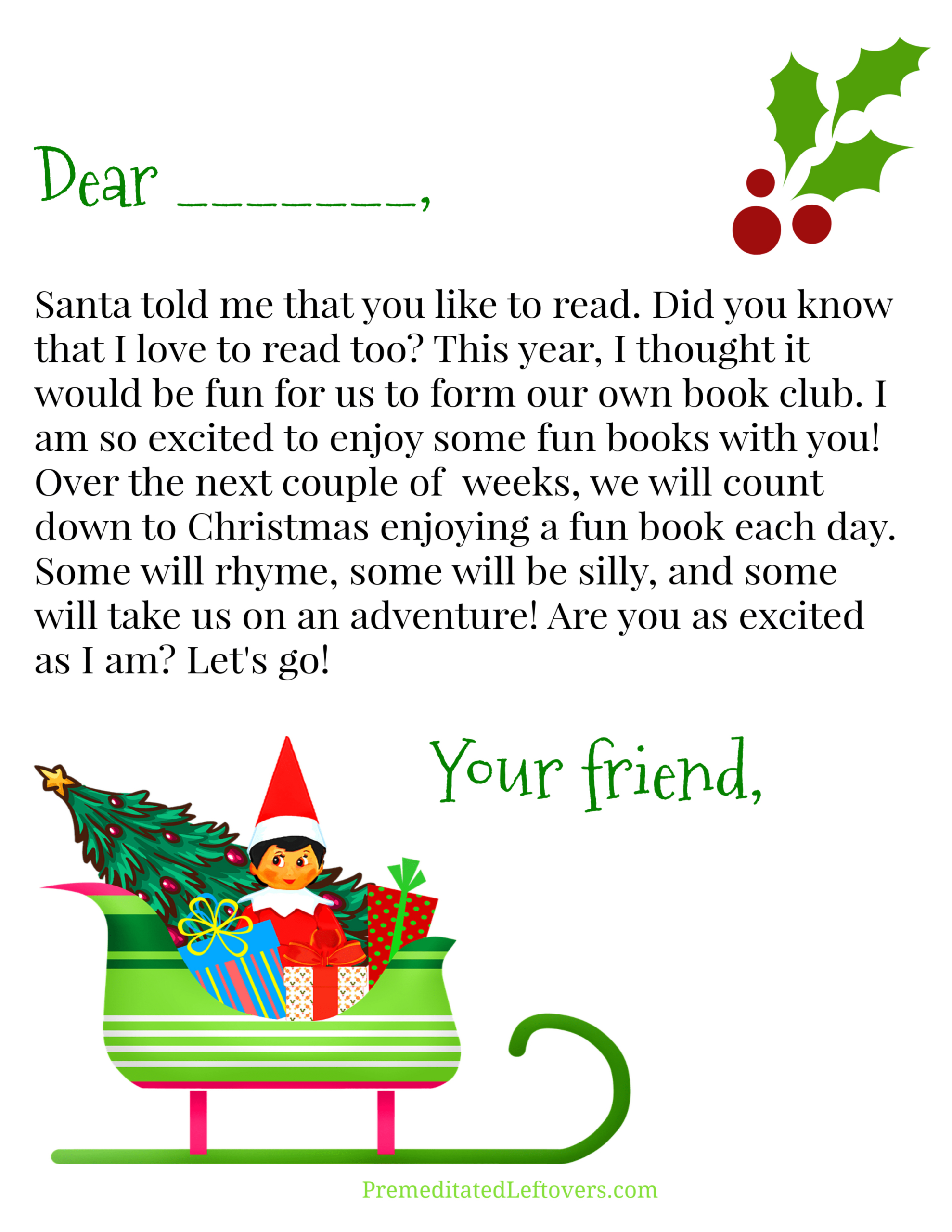 Free Elf On The Shelf Printables - Premeditated Leftovers™ with regard to Free Elf on the Shelf Printable Letter