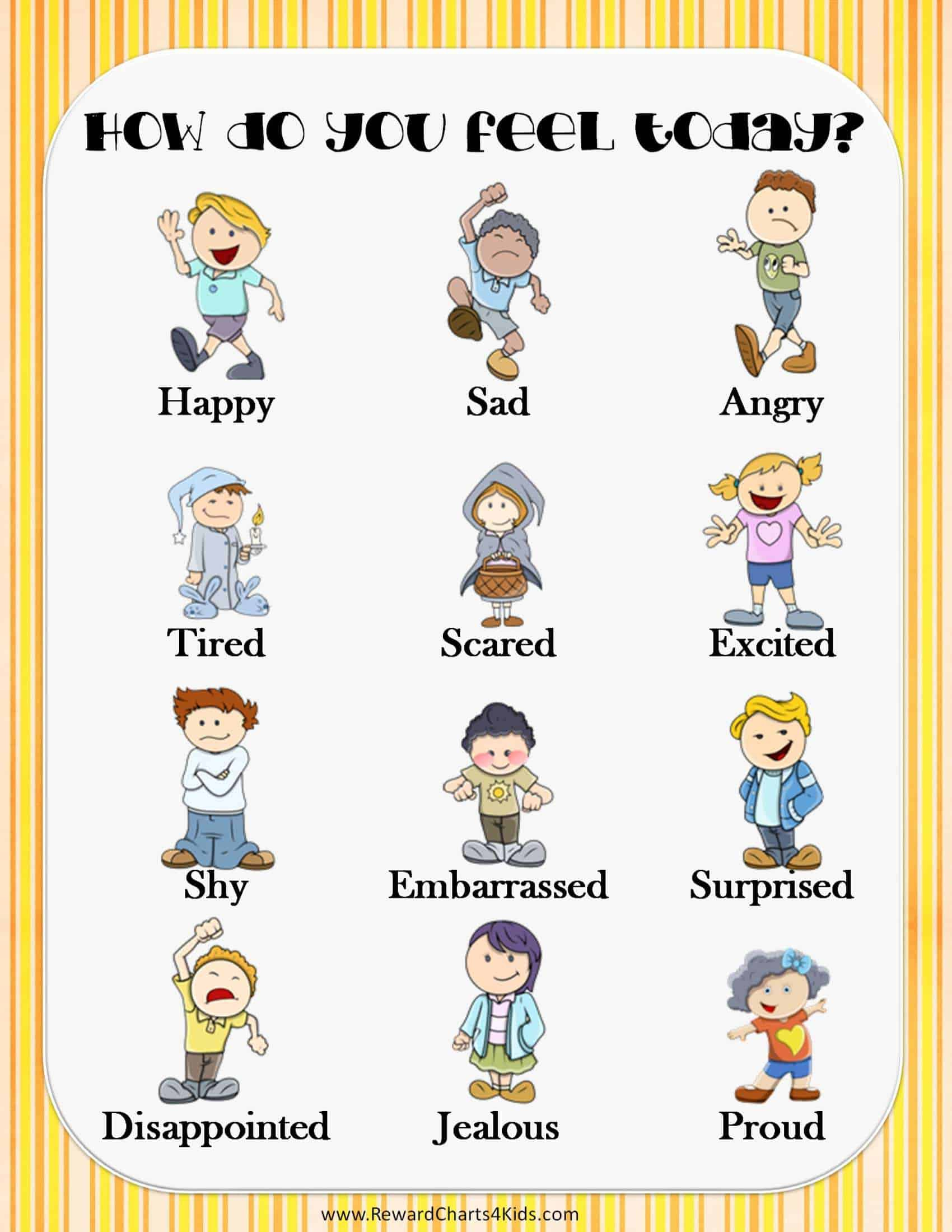 Free Feeling Chart For Kindergarteners With Photos pertaining to Feelings Chart Printable Free