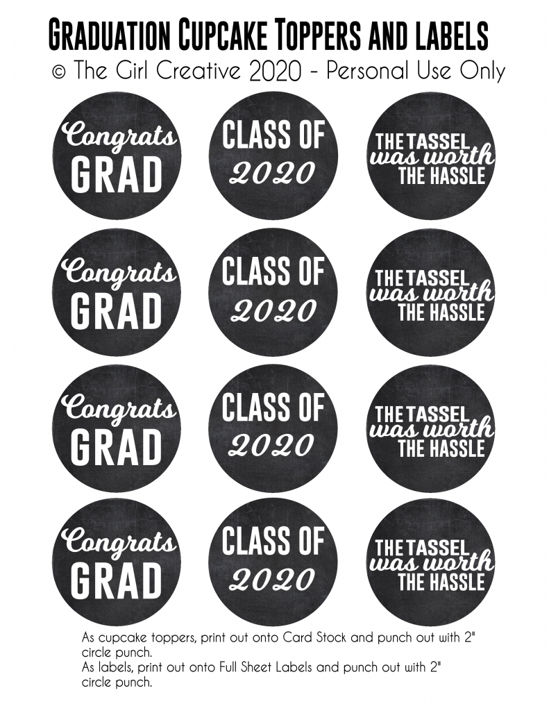 Free Graduation Printables For Class Of 2020 - The Girl Creative intended for Free Printable Graduation Cupcake Toppers