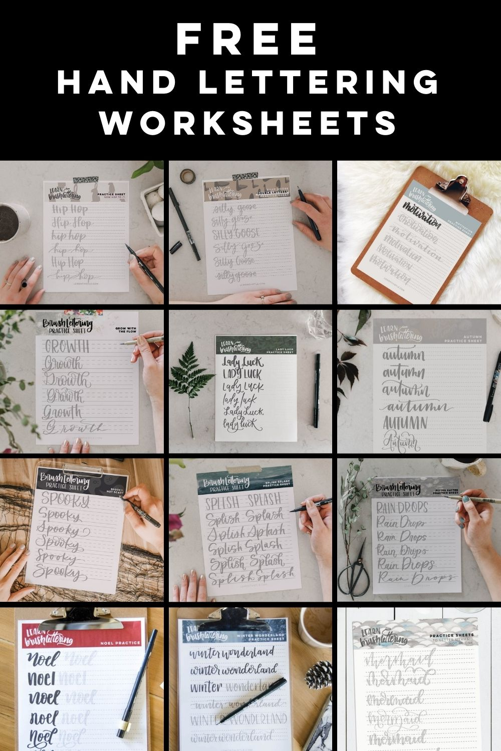 Free Hand Lettering Worksheets - Lemon Thistle for Free Printable Hand Lettering Practice Sheets