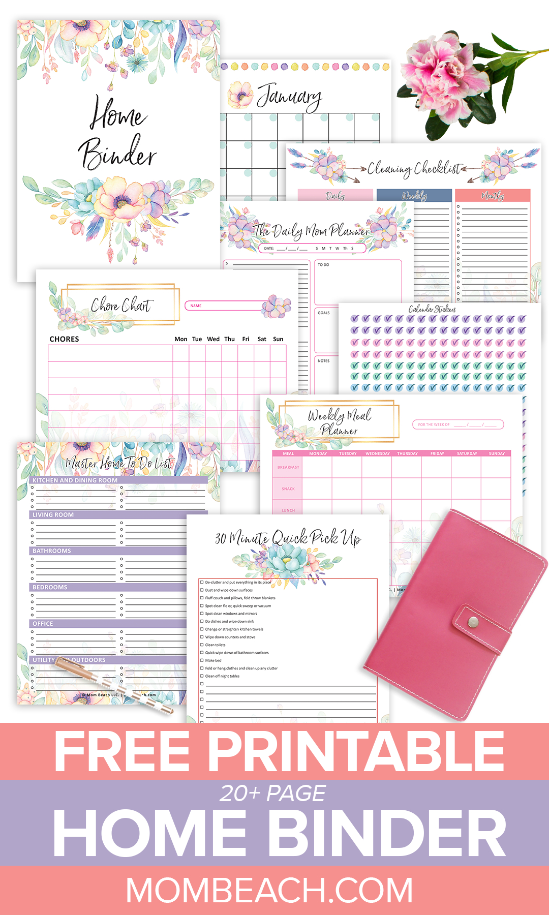 Free Home Binder: 20+ Pages Of Meal Planning, Cleaning And More! in Cleaning Binder Free Printables