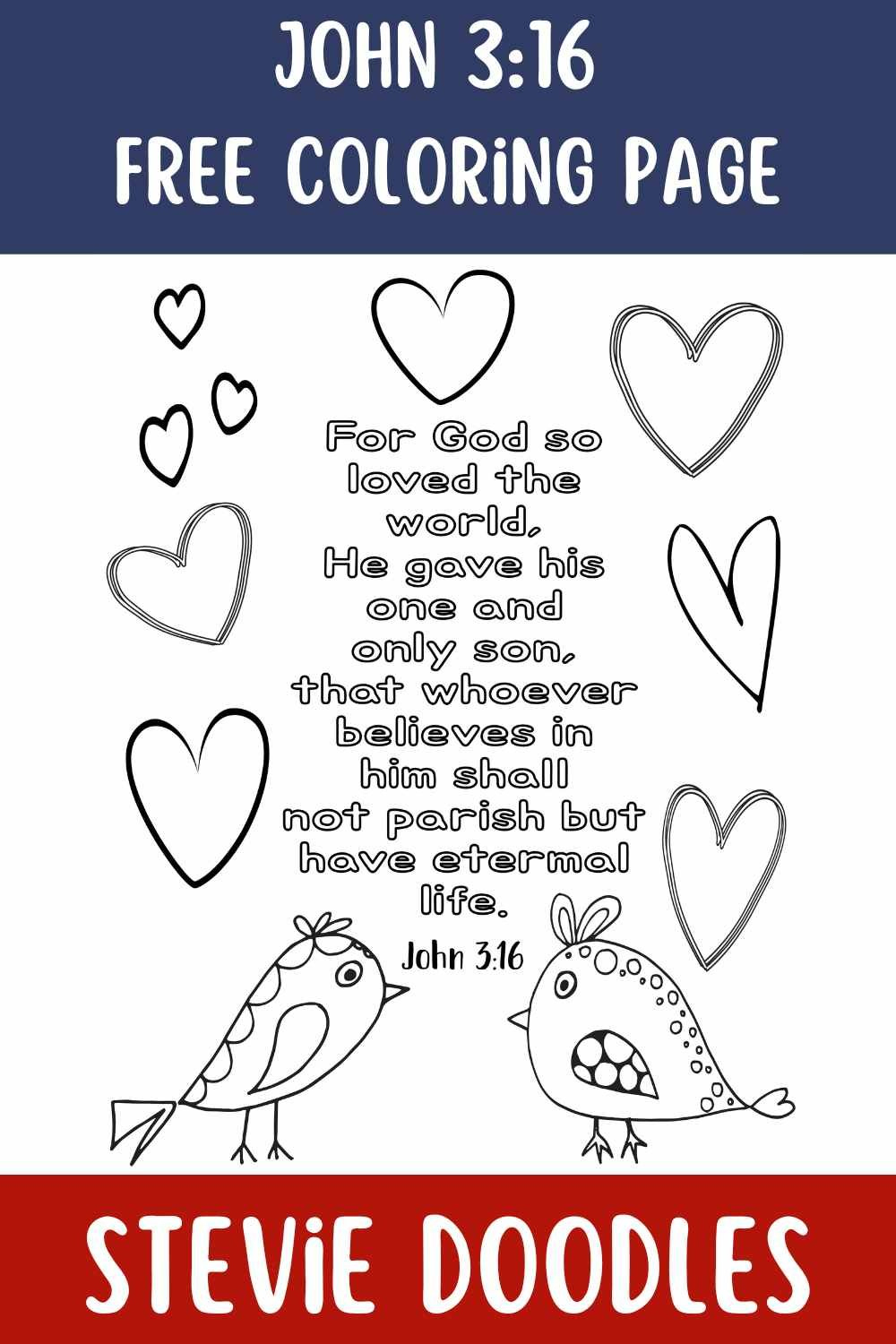 Free John 3:16 Coloring Pages — Stevie Doodles for Free Printable John 3 16