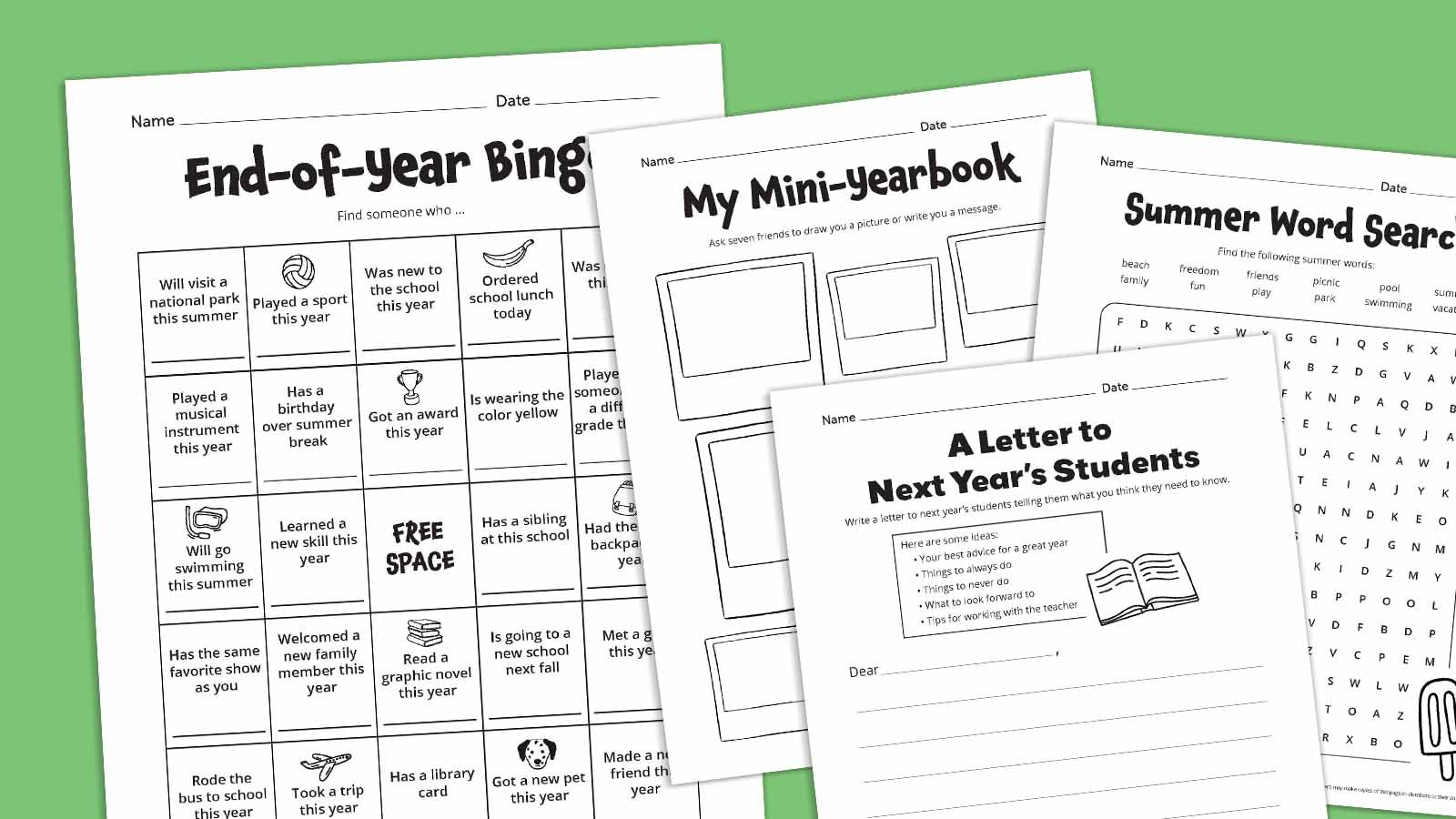 Free Last-Day-Of-School Printables within Free Printable End of the Year Worksheets