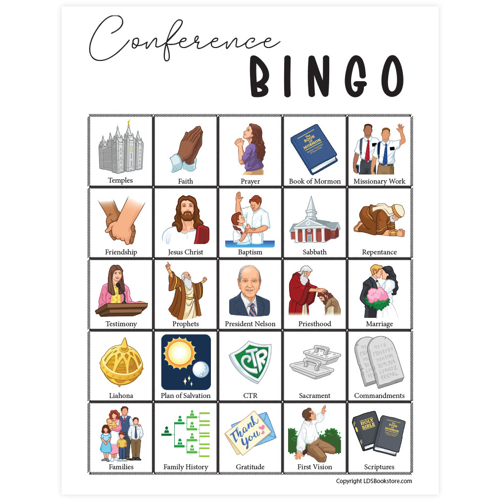 Free Lds General Conference Bingo Printable Activity For Kids with General Conference Bingo Free Printable 2025