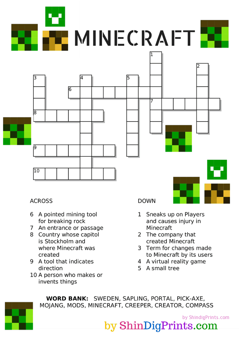 Free Minecraft Crossword Printable - Farmer&amp;#039;S Wife Rambles with Minecraft Crossword Puzzle Printable