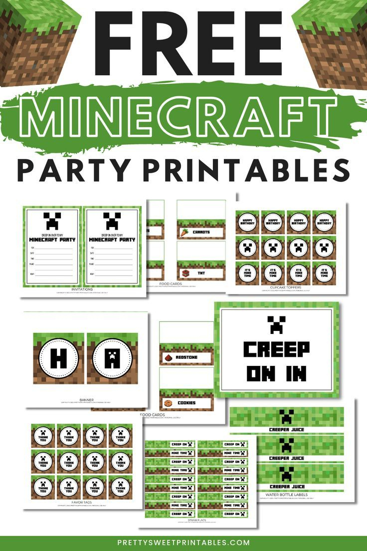 Free Minecraft Party Printables throughout Minecraft Birthday Free Printables