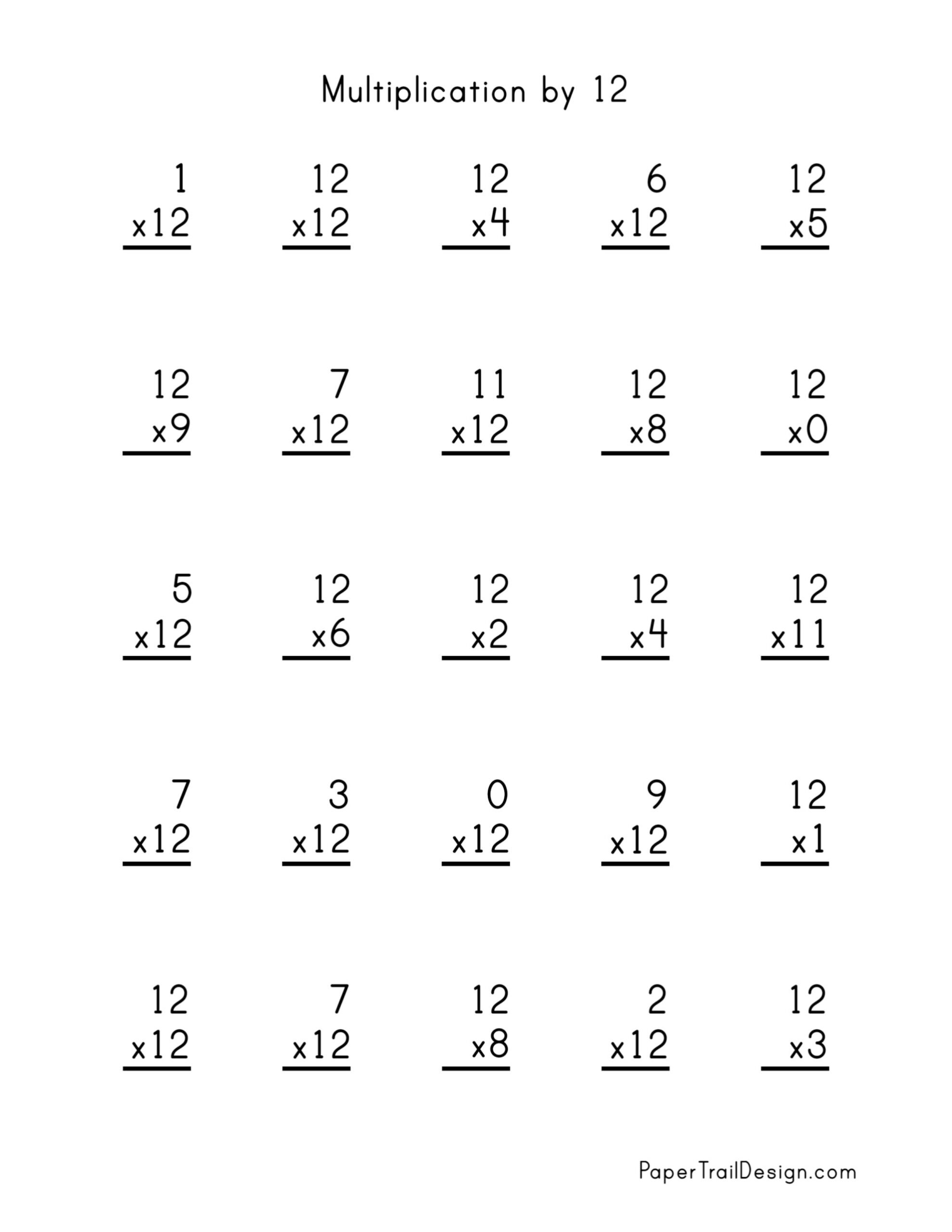 Free Multiplication Worksheets 1-12 - Paper Trail Design with Multiplication Timed Test Printable 0 12 Free