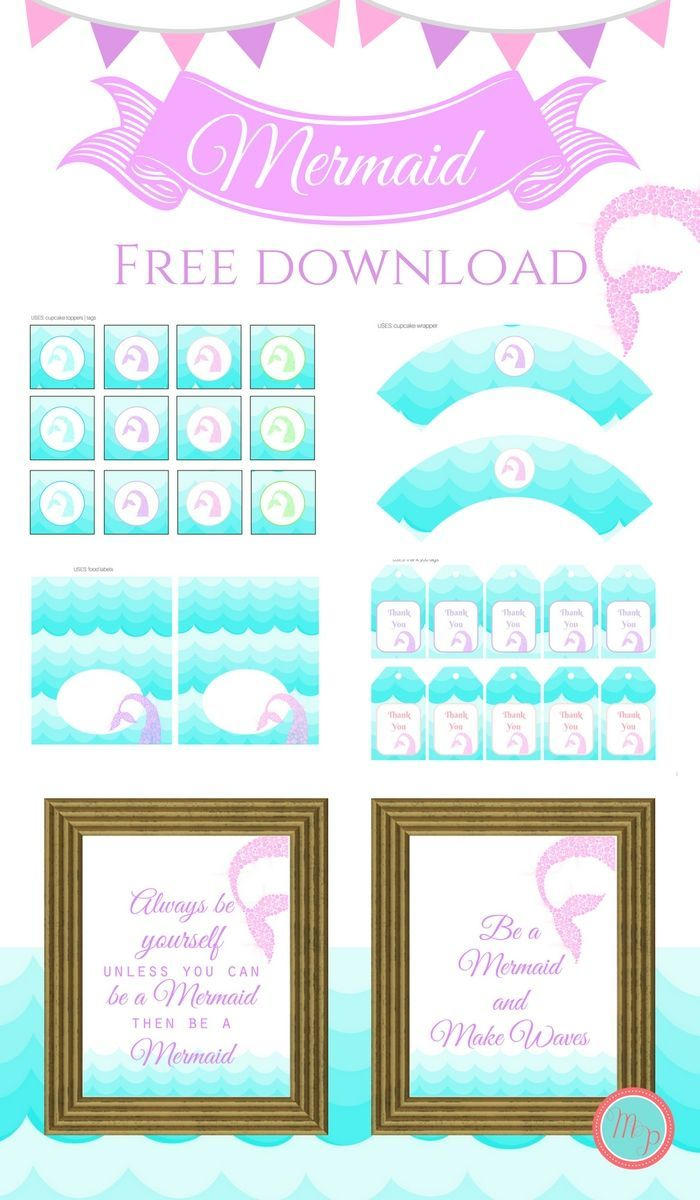 Free Party Printables - Birthday, Baby Shower, Games, Banners pertaining to Mermaid Party Printables Free