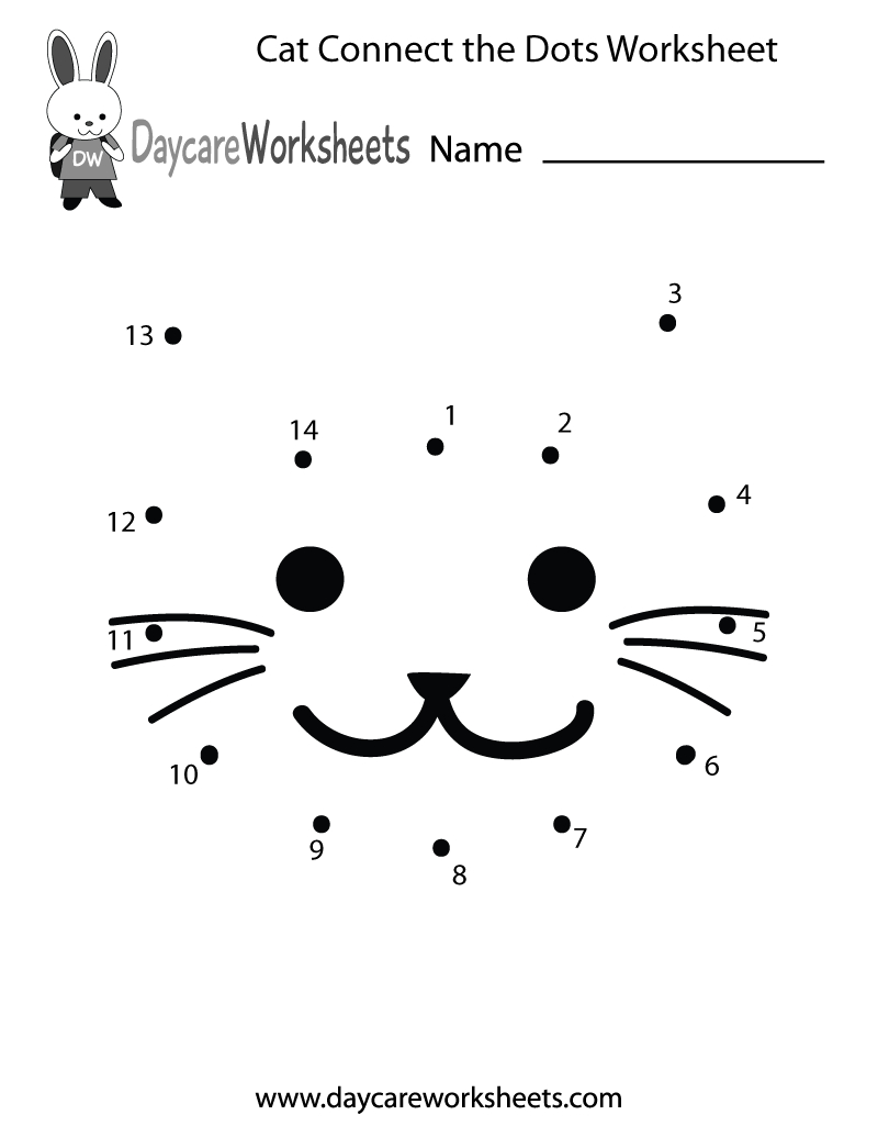Free Preschool Cat Connect The Dots Worksheet for Counting Cats Worksheet Printable