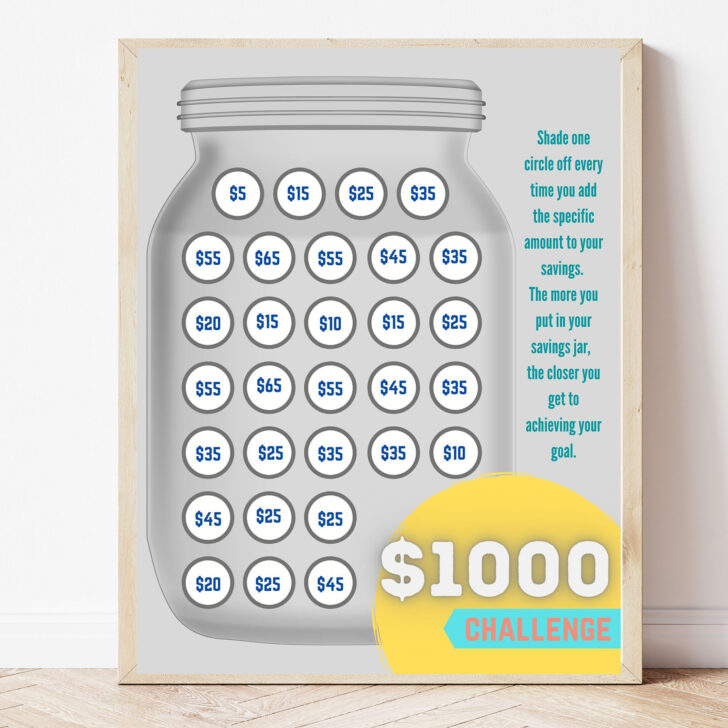 1000 Savings Challenge Free Printable