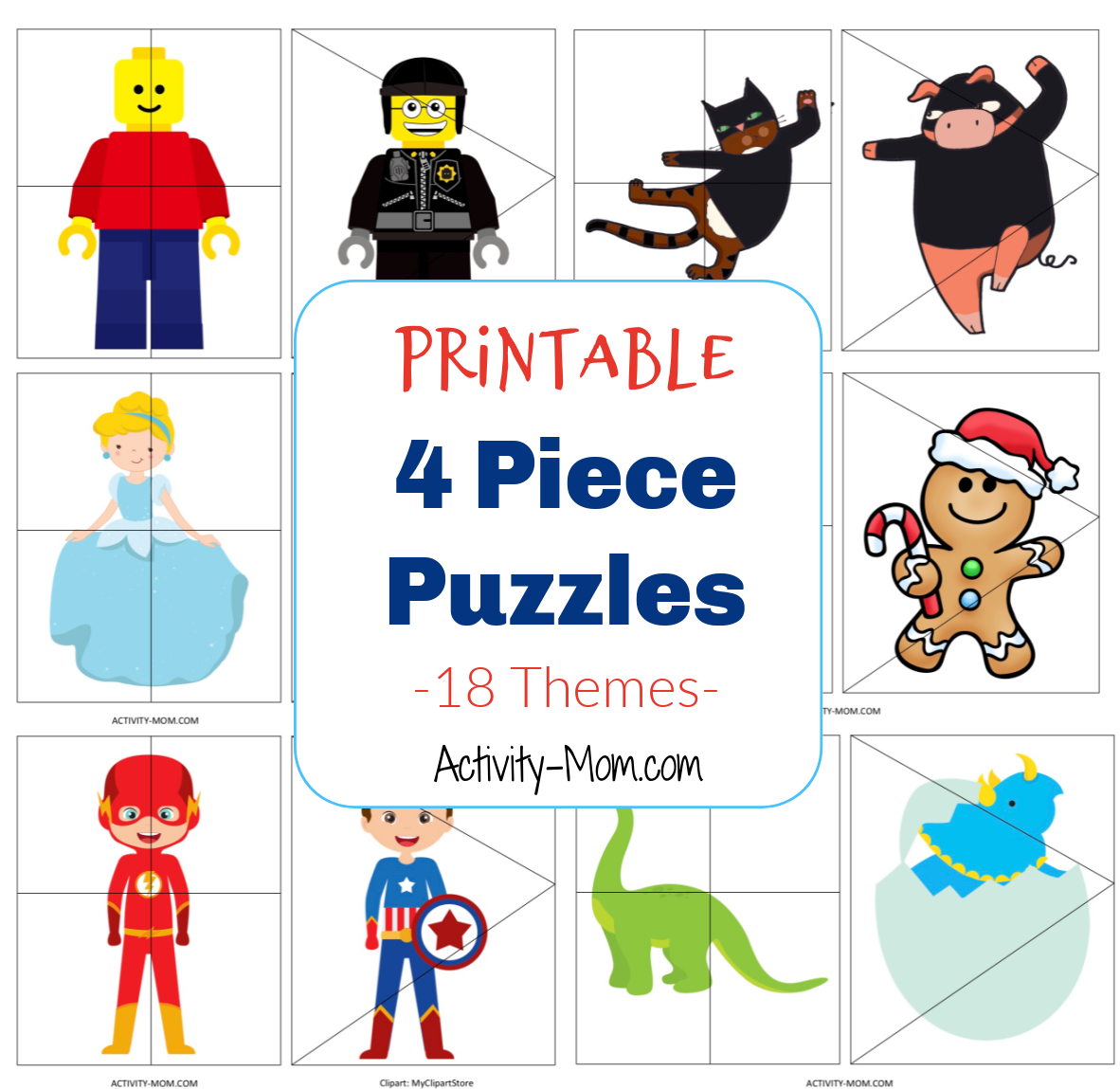 Free Printable 4 Piece Puzzles For Kids - The Activity Mom throughout Frameworks Puzzles Free Printable