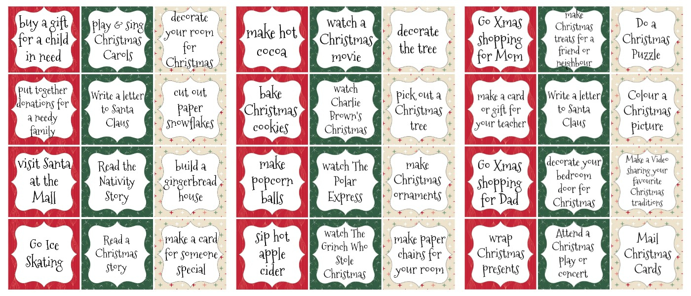 Free Printable Activity Based Advent Calendar | The Happy Housie throughout Free Printable Advent Activities