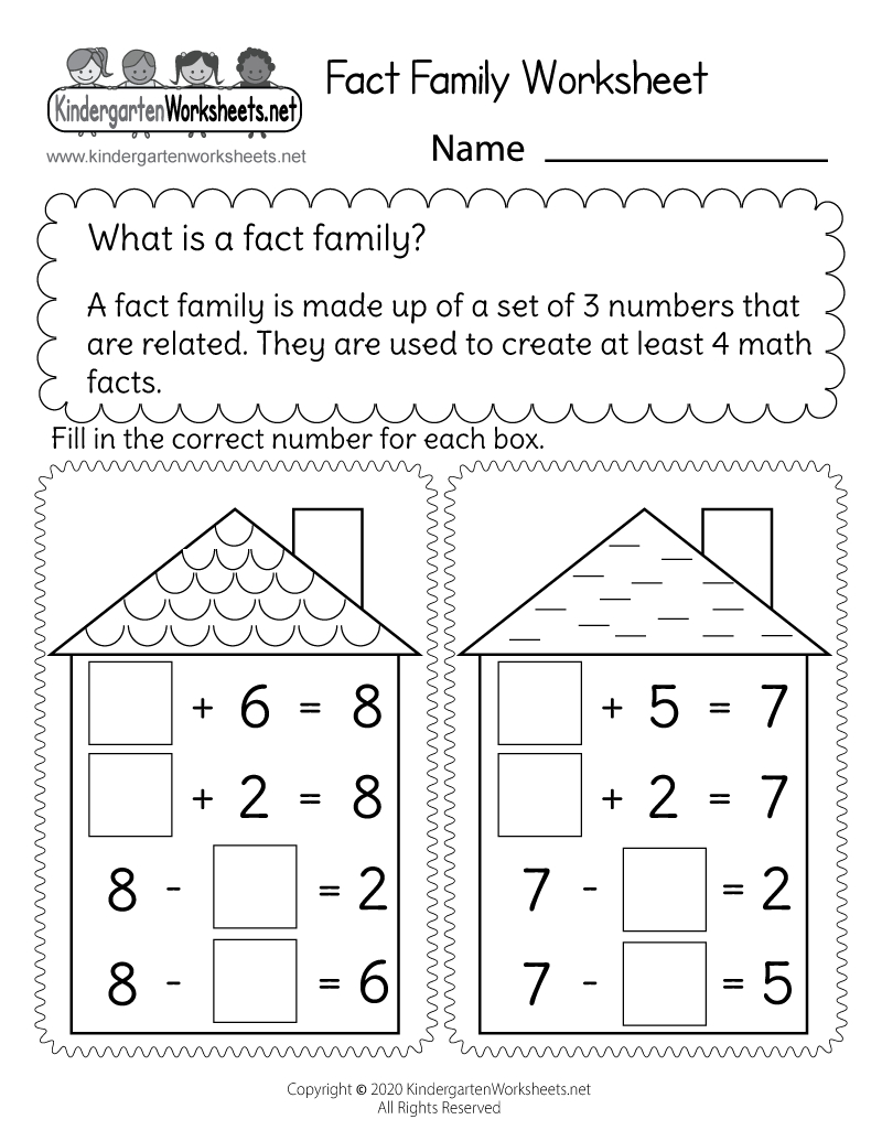 Free Printable Addition And Subtraction Fact Family Worksheet with regard to Fact Family Worksheet Printable