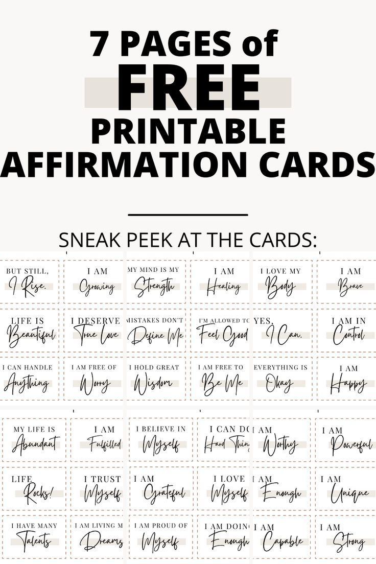 Free Printable Affirmation Cards (+ Affirmation Ideas) inside Self Esteem Free Printable Affirmation Cards
