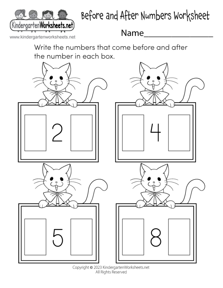 Before and After Numbers Worksheet