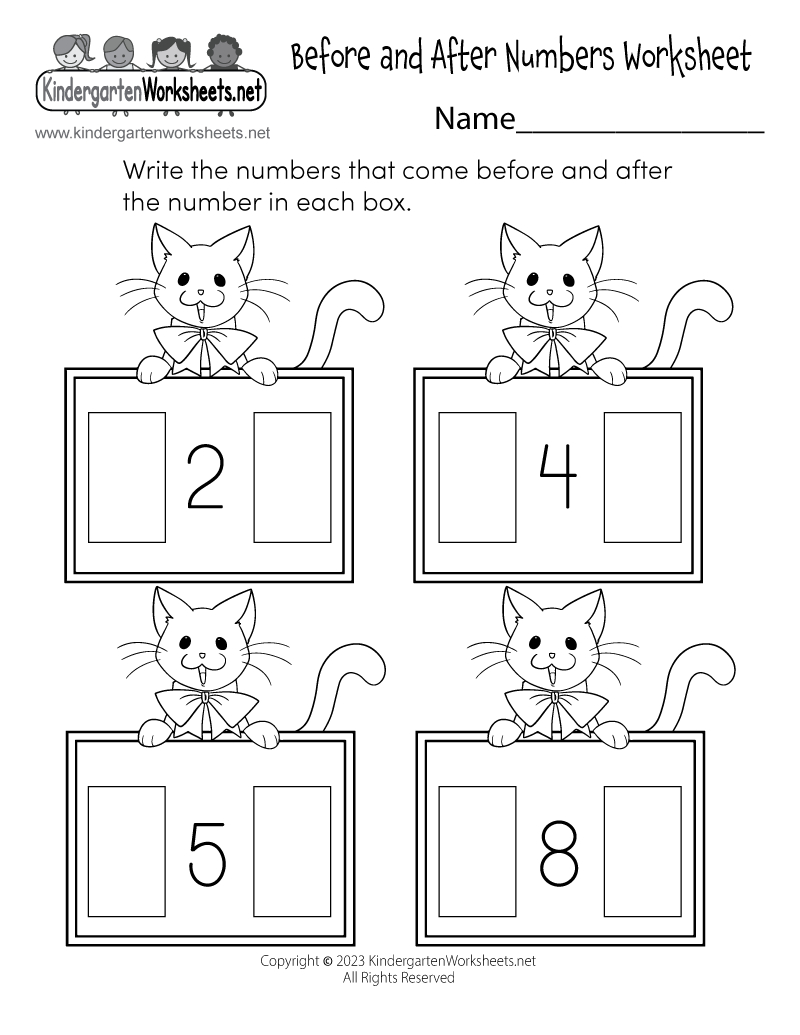 Free Printable Before And After Numbers Worksheet intended for Before And After Numbers Worksheet