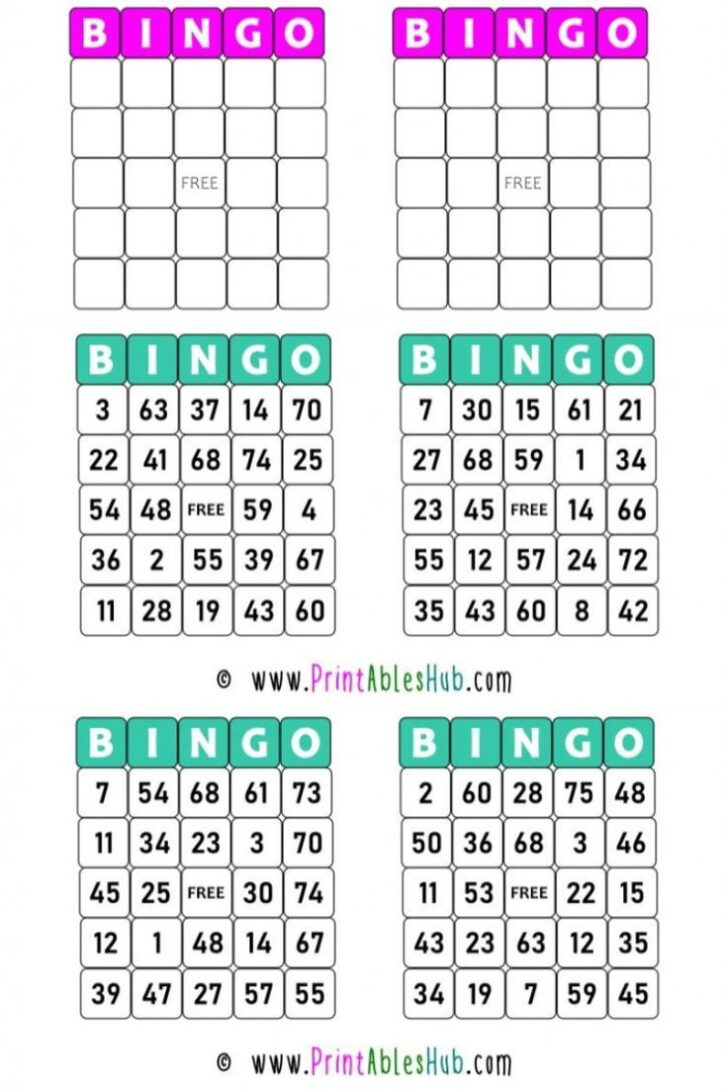 Bingo Number Cards Free Printable