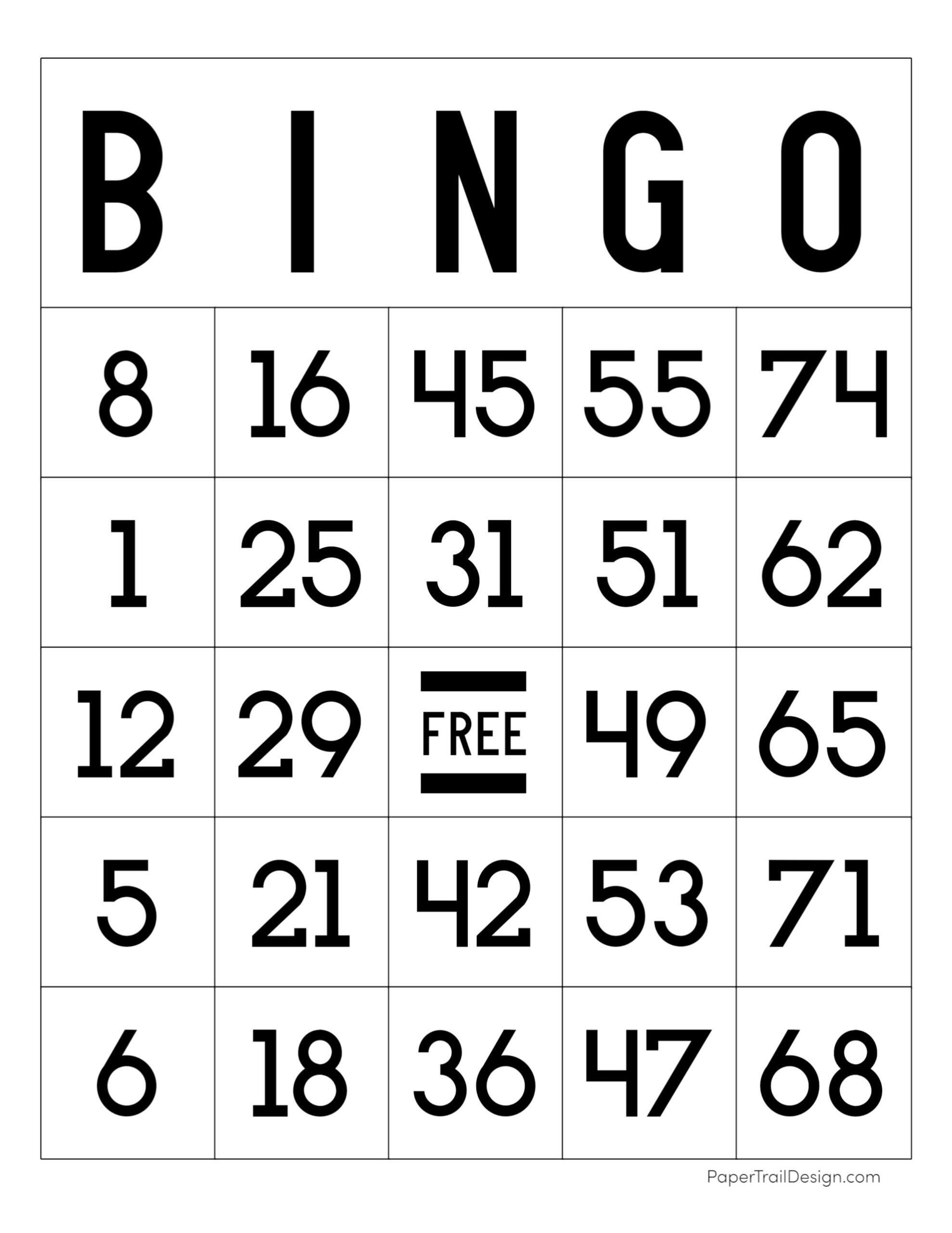 Free Printable Bingo Cards - Paper Trail Design intended for Bingo Card Free Printable