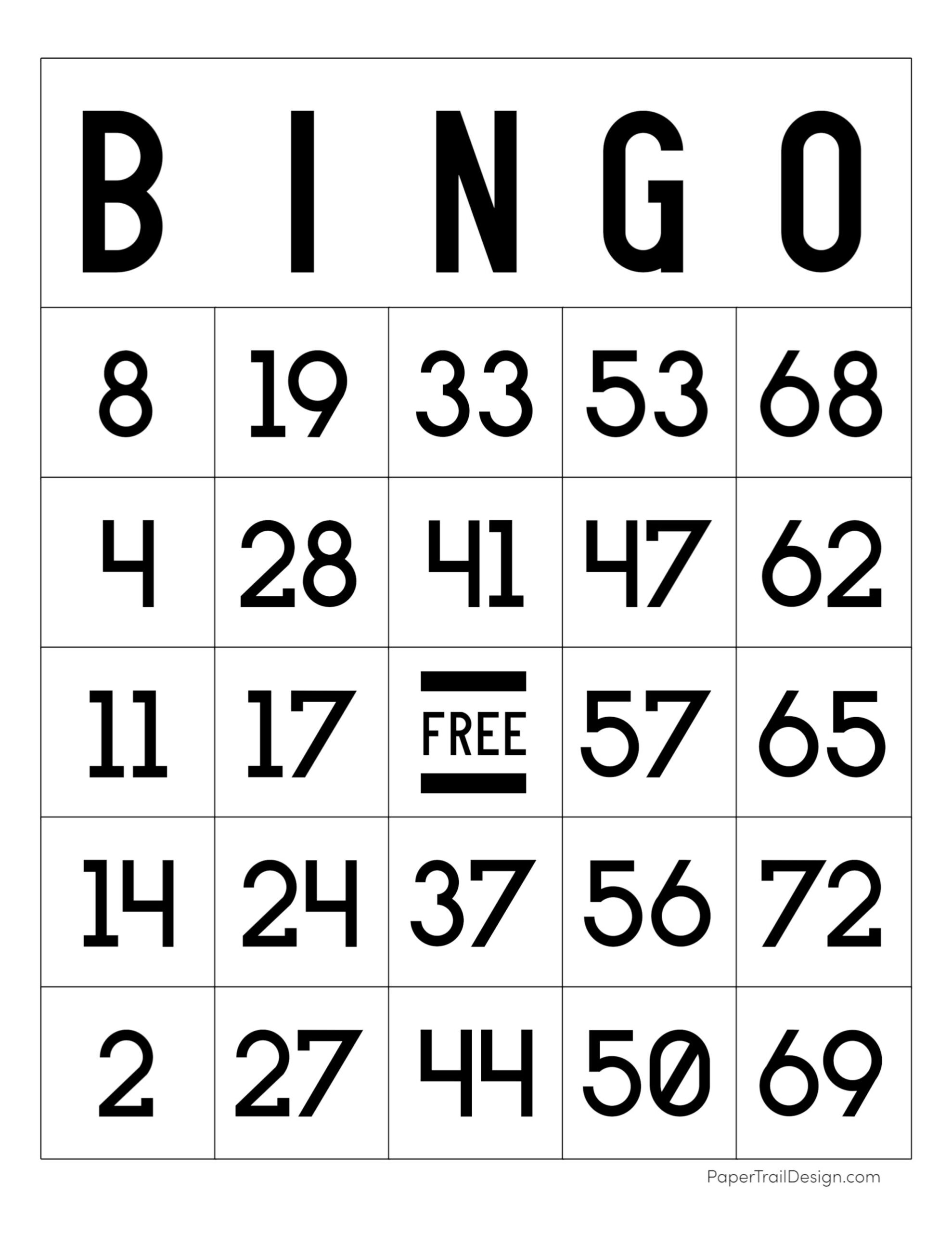 Free Printable Bingo Cards - Paper Trail Design throughout Bingo Number Cards Free Printable
