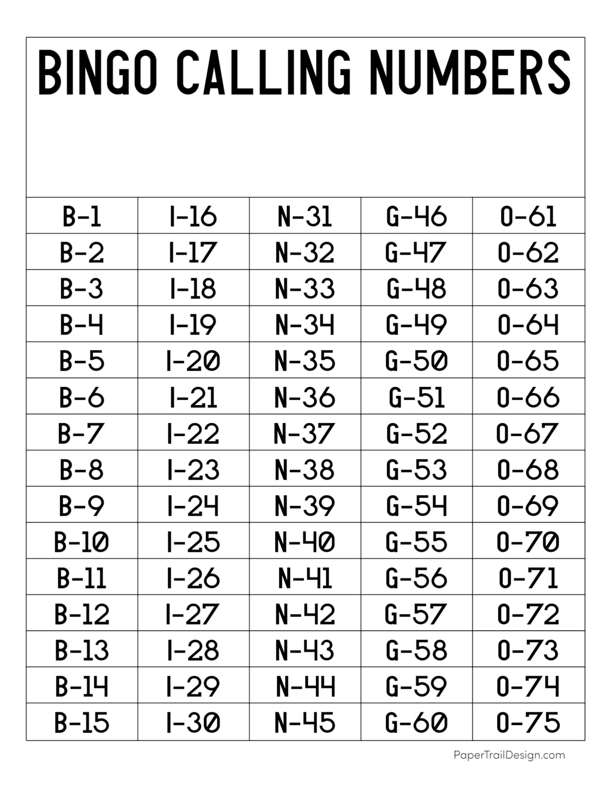 Free Printable Bingo Cards - Paper Trail Design - Worksheets Library for Free Bingo Calling Cards Printable
