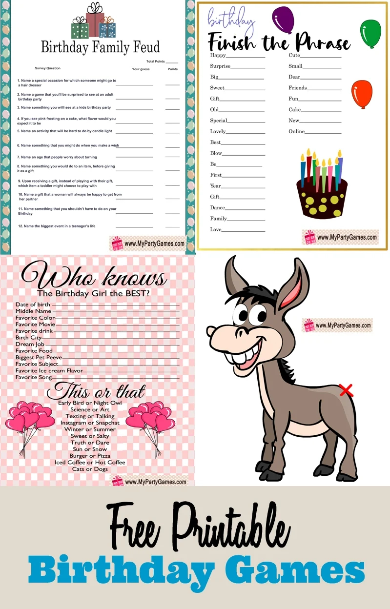 Free Printable Birthday Party Games with regard to Free Printable Birthday Trivia Games