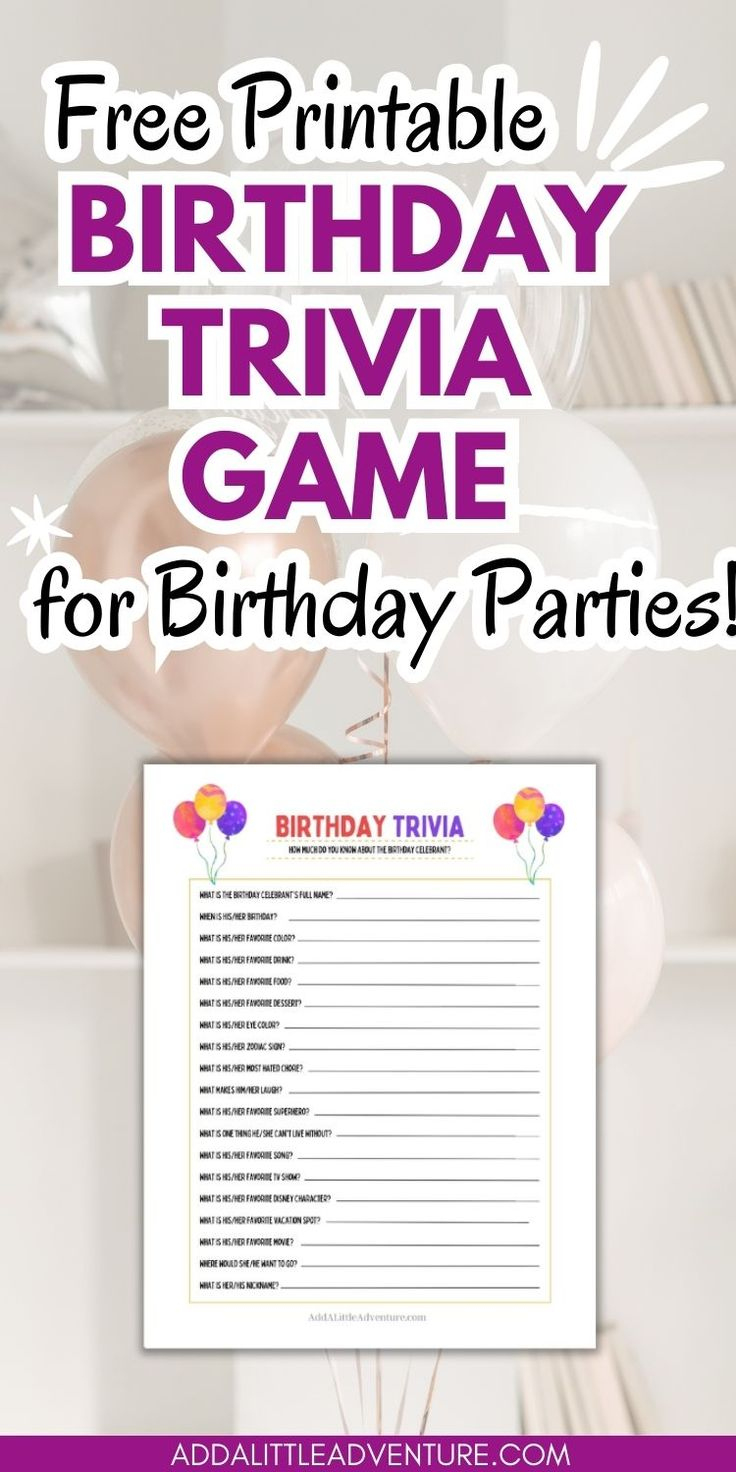 Free Printable Birthday Trivia Game For Birthday Parties inside Free Printable Birthday Trivia Games