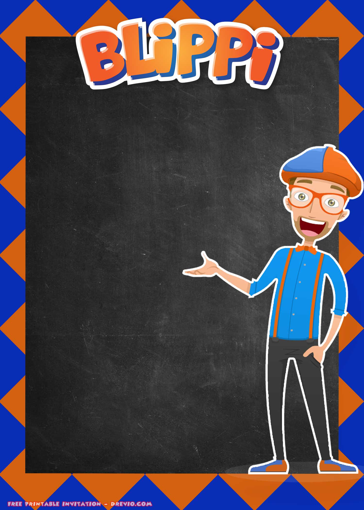 Free Printable Blippi Invitation Templates intended for Free Blippi Birthday Printables