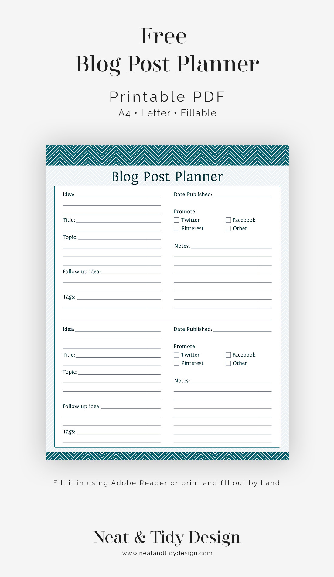 Free Printable: Blog Post Planner - Neat And Tidy Design intended for Blog Planner Printable Free
