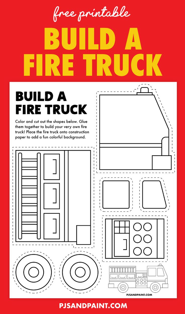 Free Printable Build A Fire Truck Craft in Free Printable Fire Truck Craft