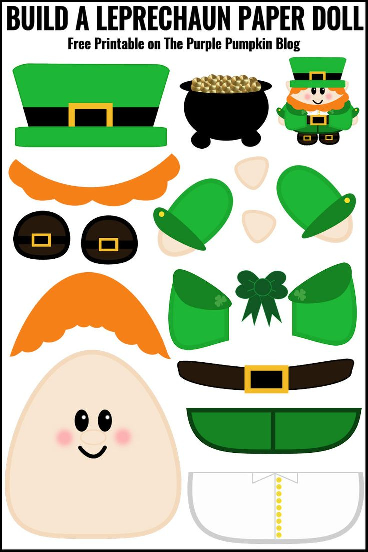 Free Printable Build A Leprechaun Paper Doll! with Leprechaun Cut Out Printable