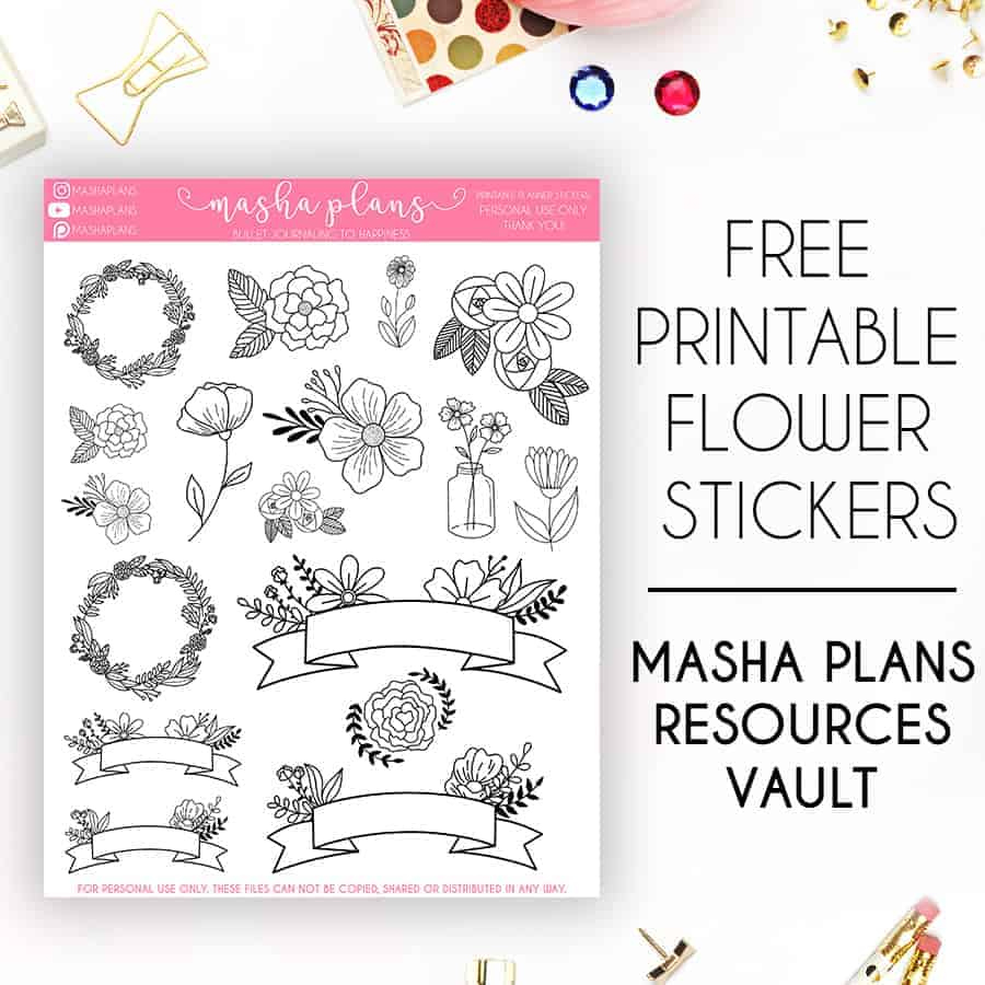 Free Printable Bullet Journal Stickers | Masha Plans for Free Printable Journal Stickers