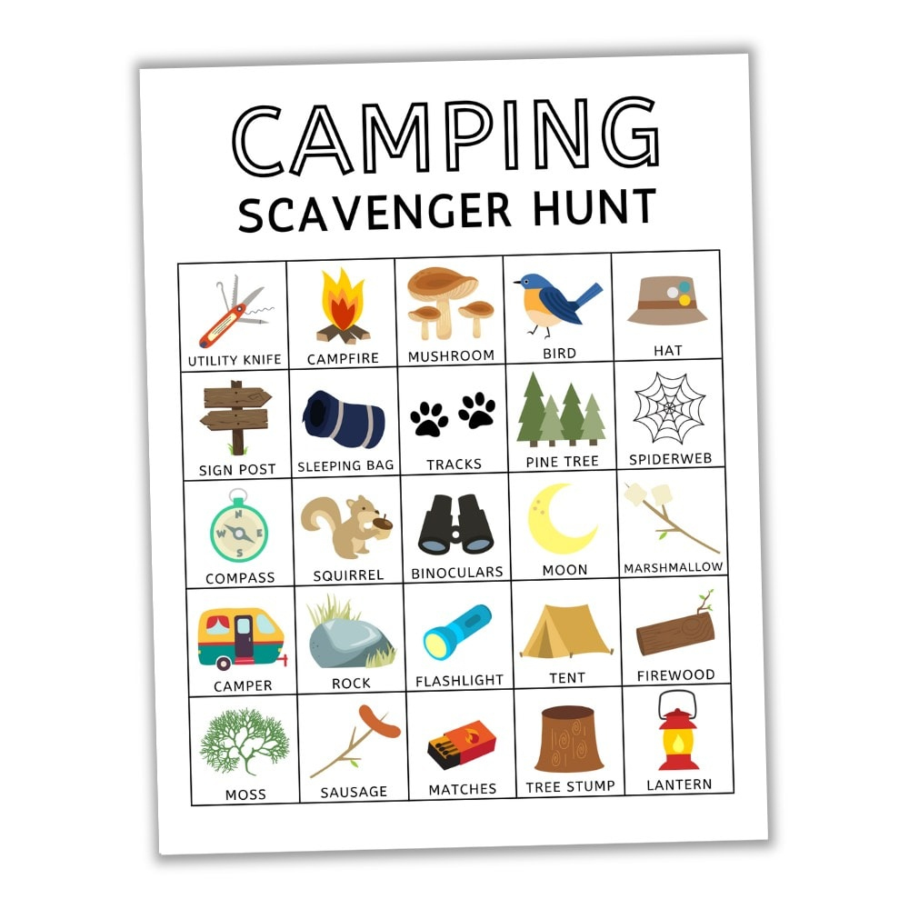 Free Printable Camping Scavenger Hunt For Kids - The Craft-At-Home inside Free Printable Camping Scavenger Hunt Printable