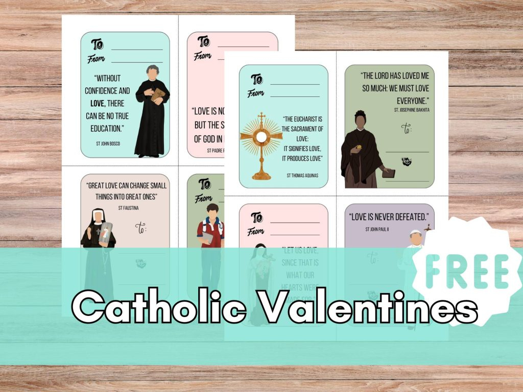 Free Printable Catholic Saint Valentines With Quotes - Kindling Wild pertaining to Free Printable Catholic Valentines