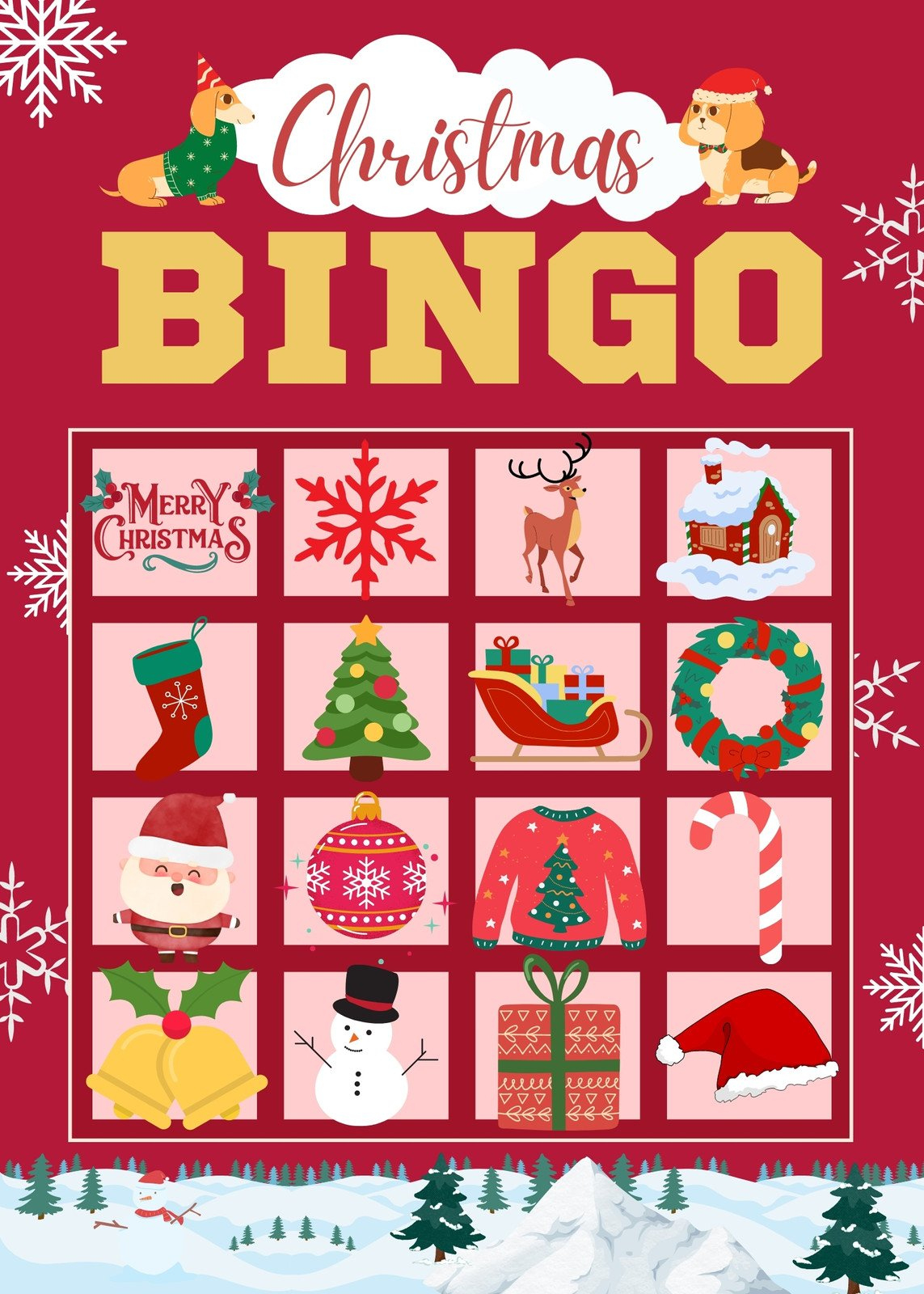 Free Printable Christmas Bingo Card Templates | Canva within Free Holiday Bingo Cards Printable
