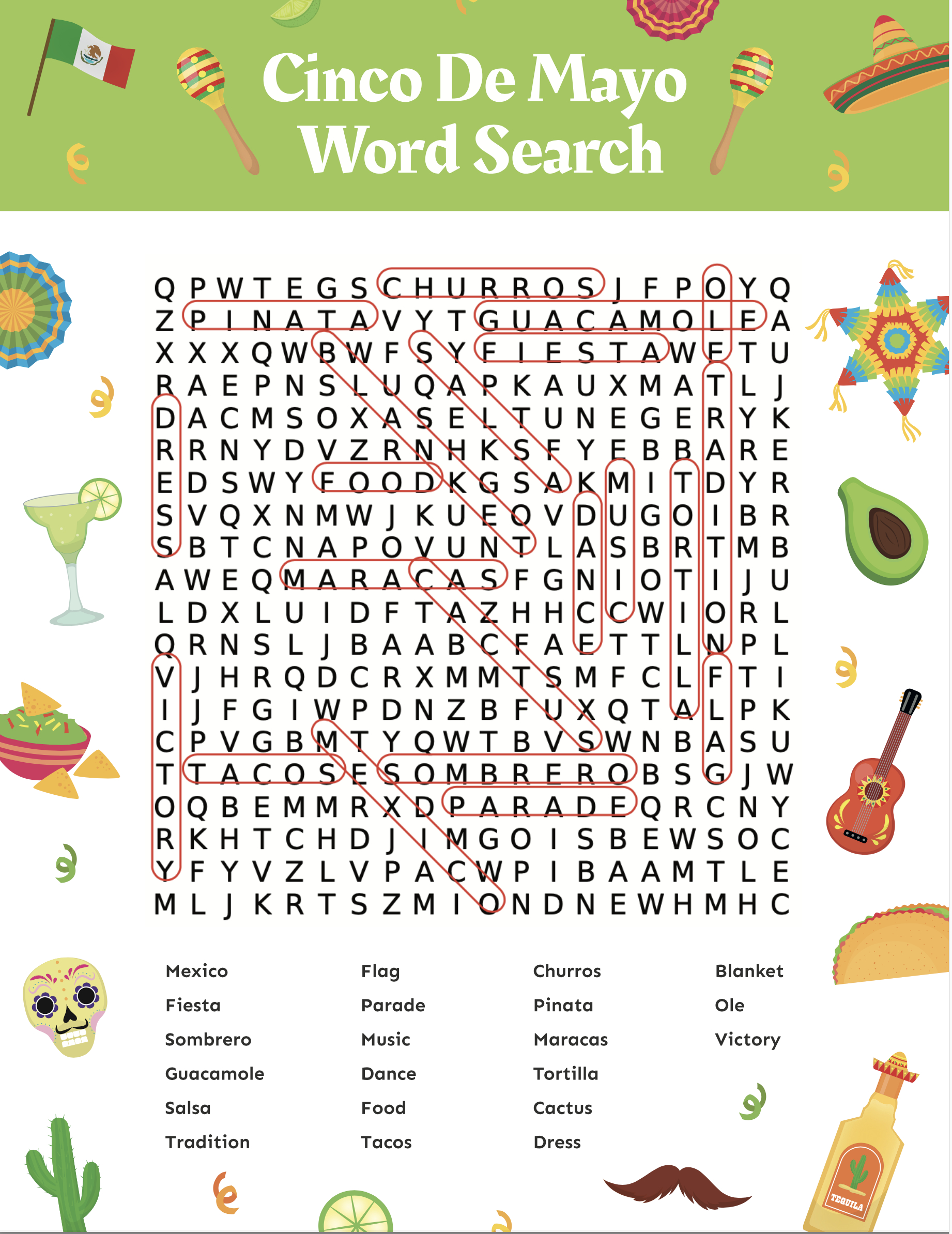 Free Printable Cinco De Mayo Word Search Puzzle - Play Party Plan inside Cinco De Mayo Word Search Free Printable