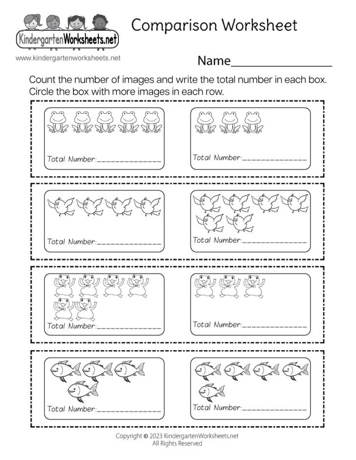 Picture Comparison Worksheet Printable