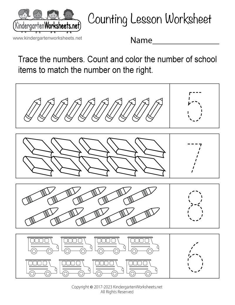 Free Printable Counting Lesson Worksheet in Counting Lesson Worksheet Printable