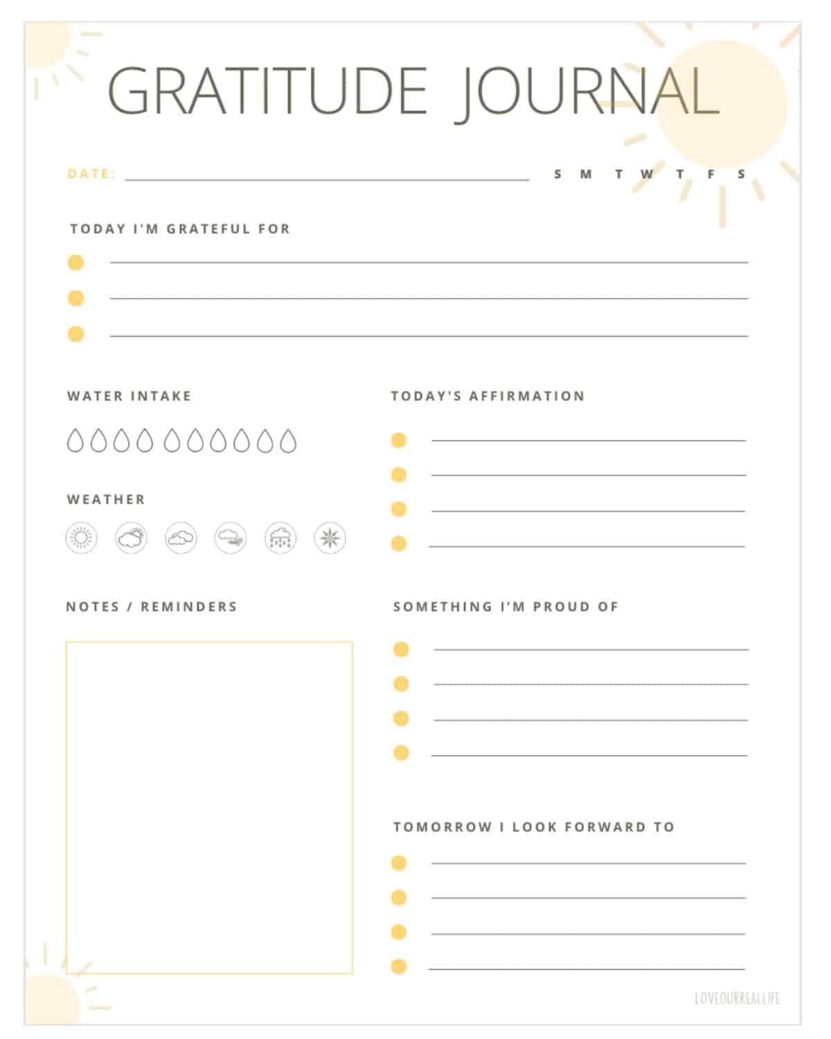 Free Printable Daily Gratitude Journal Template With Prompts with Gratitude Journal Free Printables
