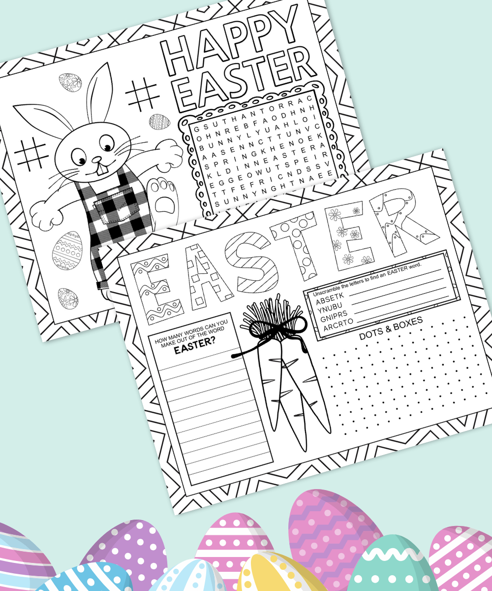 Free Printable Easter Activity Placemat - Kara Creates with regard to Free Printable Easter Placemats