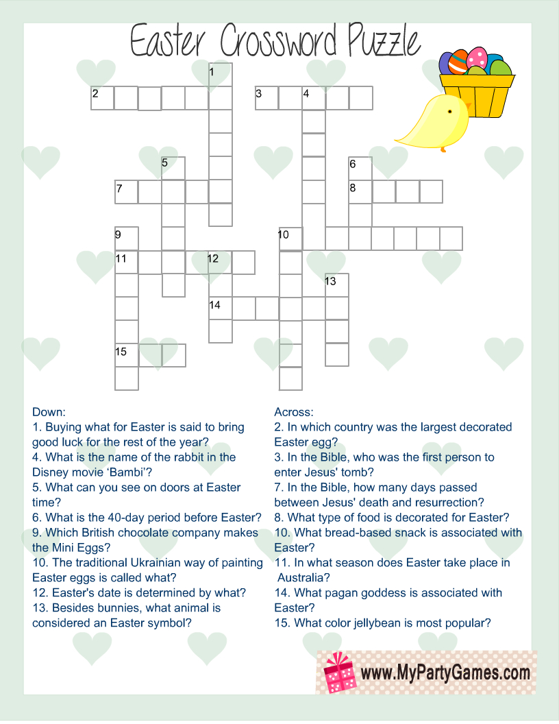 Free Printable Easter Crossword Puzzle With Key pertaining to Free Printable Easter Crossword Puzzle