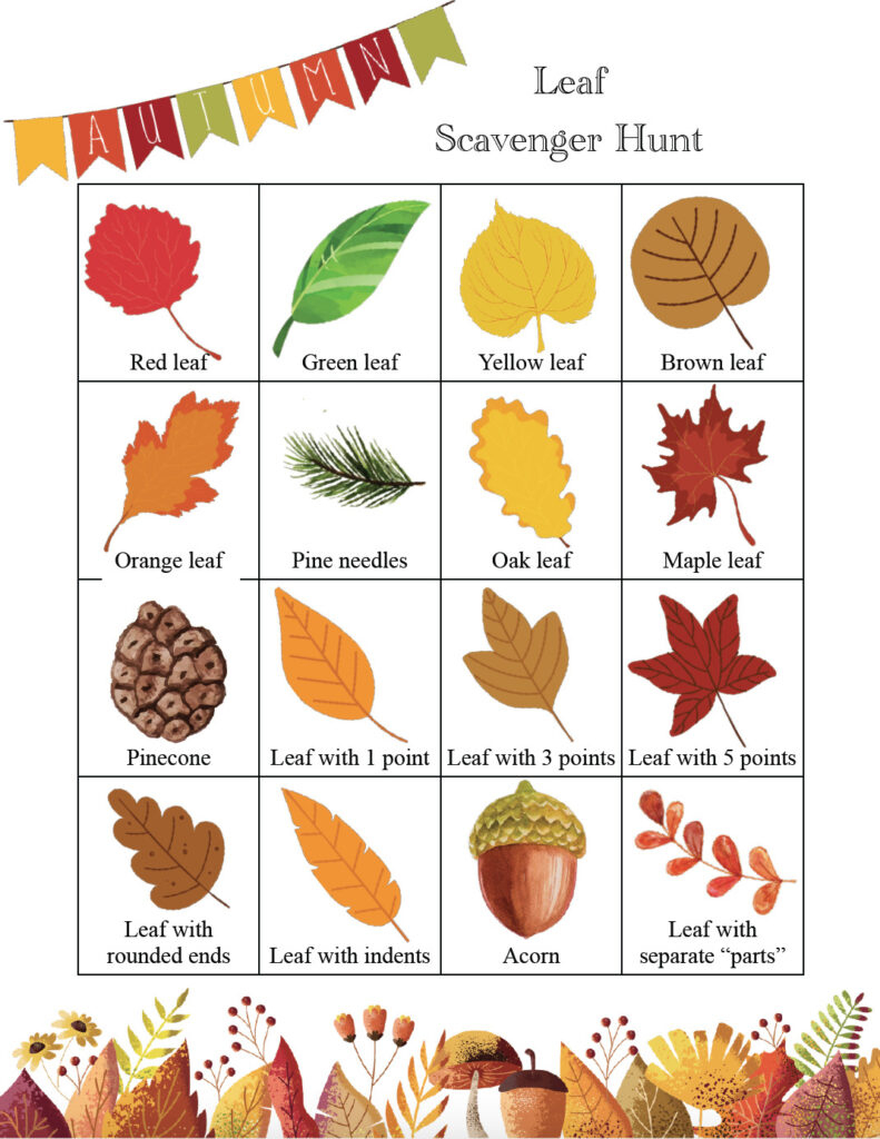 Free Printable Fall Scavenger Hunts: 7 Options within Free Fall Scavenger Hunt Printable
