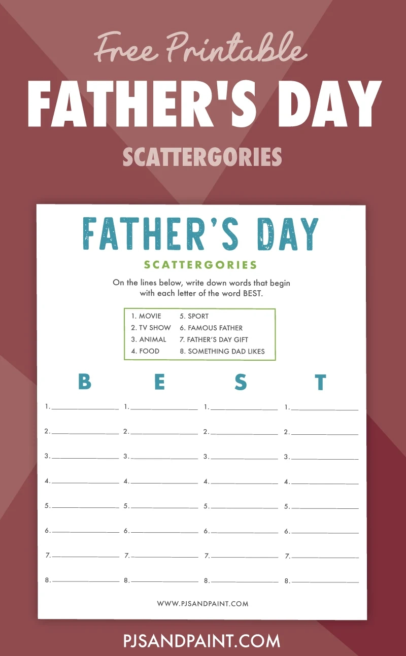 Free Printable Father&amp;#039;S Day Scattergories - Pjs And Paint within Father&amp;#039;S Day Games Printable
