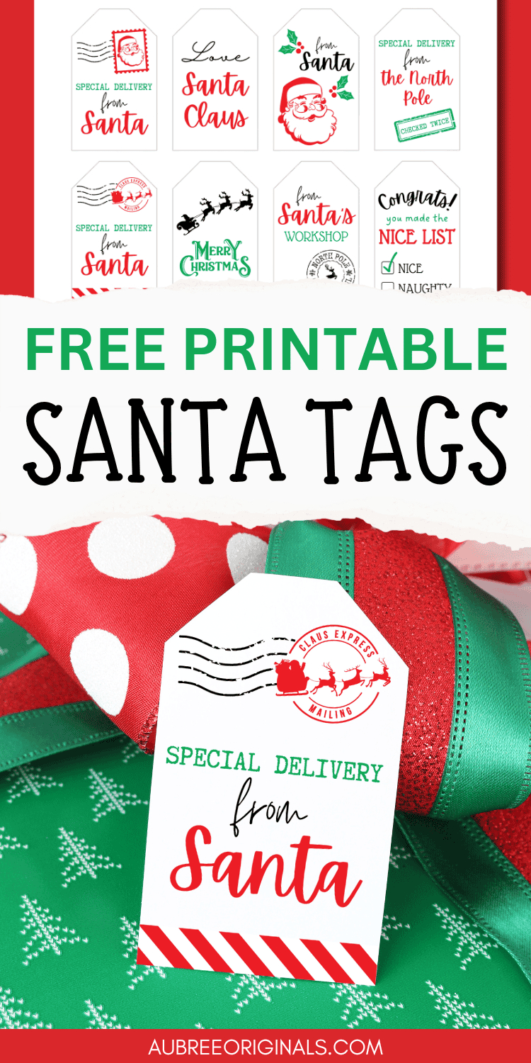 Free Printable &amp;quot;From Santa&amp;quot; Gift Tags For Christmas - Aubree Originals throughout Free Gift Tags From Secret Santa Printable