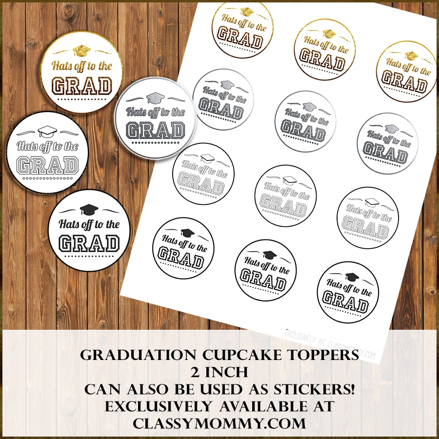 Free Printable Graduation Cupcake Toppers - Classy Mommy intended for Free Printable Graduation Cupcake Toppers