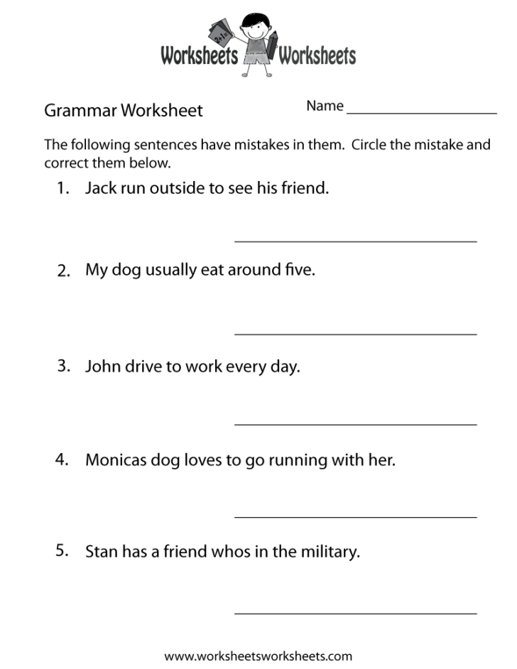 Printable Grammar Worksheets For 7th Grade