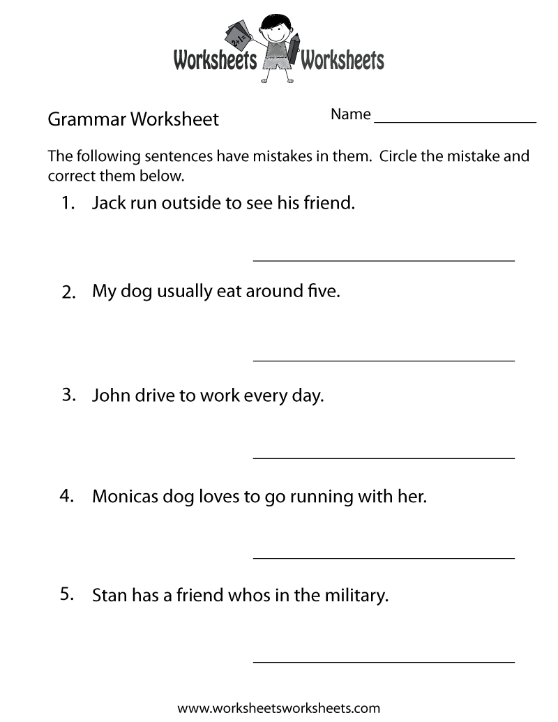 Free Printable Grammar Practice Worksheet - Worksheets Library regarding Printable Grammar Worksheets For 7th Grade